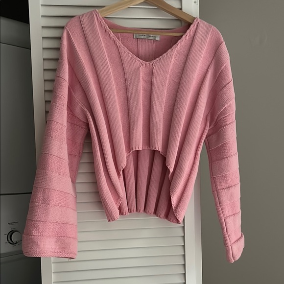 Pink Ribbed Knit Sweater - Picture 3 of 4